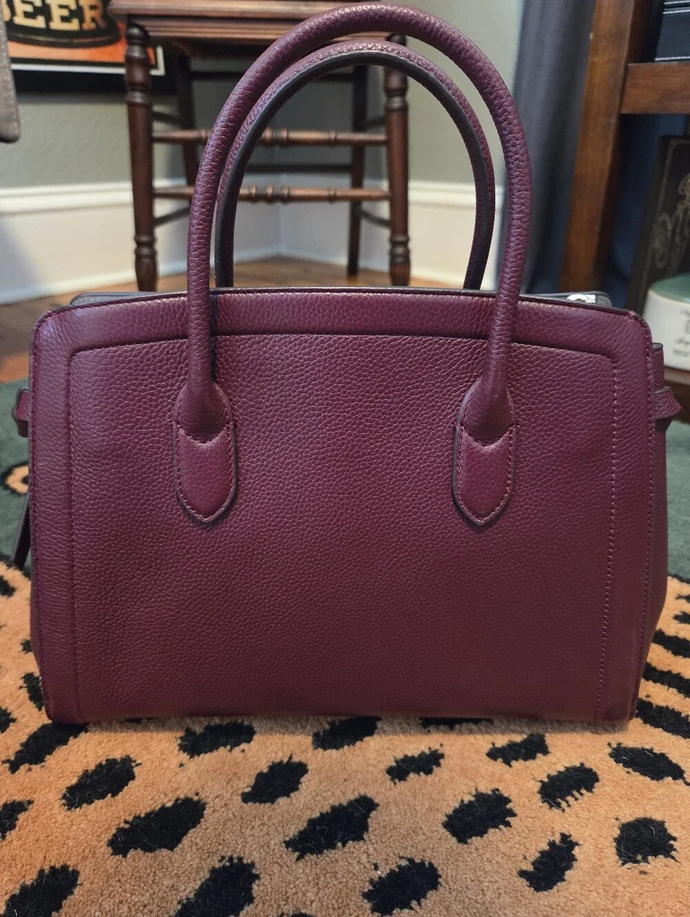 Kate Spade NEW YORK plum pebbled leather satchel Top Handle